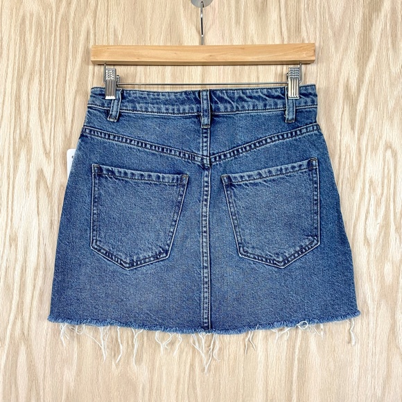 Free People Zip It Up Frayed Jean Skirt NEW - Picture 5 of 9